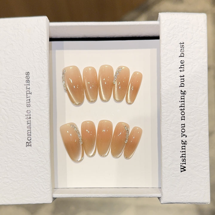 Elegant artificial nail tips with glitter details Kalsten