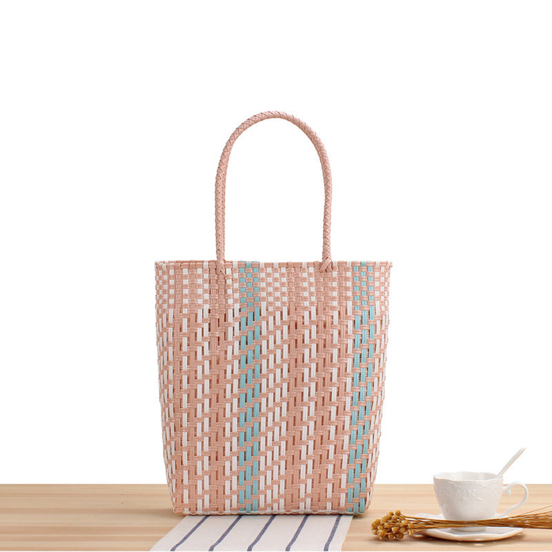 Braided Tote Bag with Colorful Design Kalsten