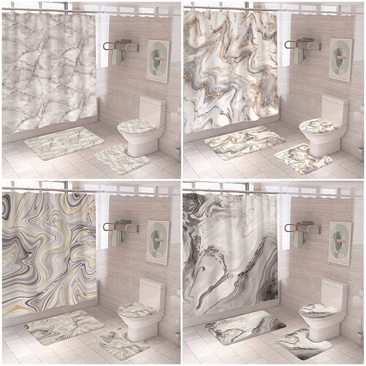 Elegant Marble Pattern Bathroom Mat Set Kalsten