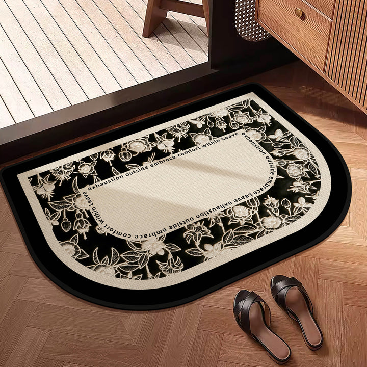 Luxurious Floral Embroidered Entrance Mat