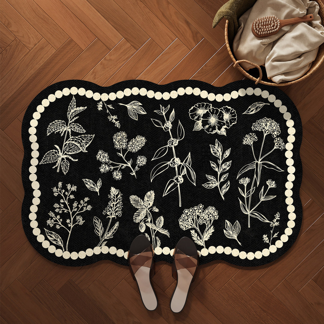Decorative Botanical Pattern Bath Mat Kalsten