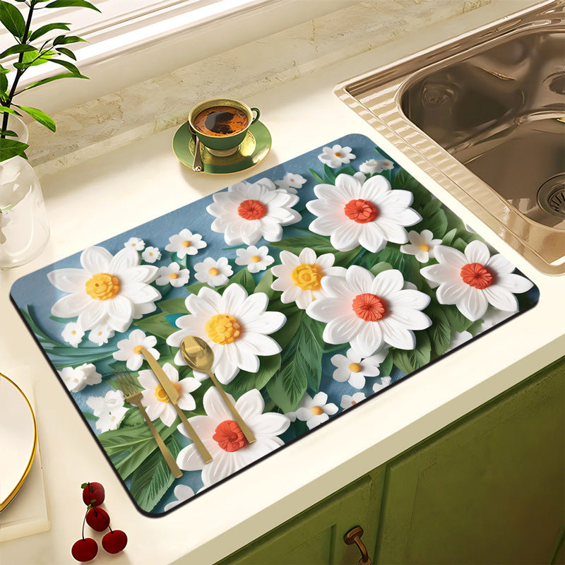 Decorative Floral Kitchen Mat