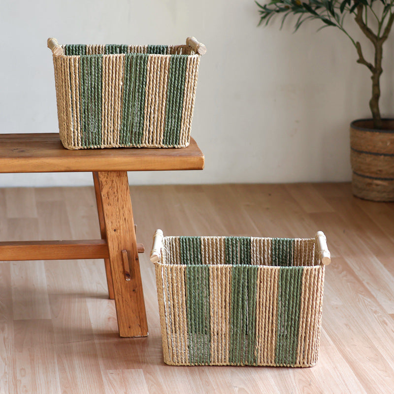 Handcrafted storage basket with natural fiber Kalsten