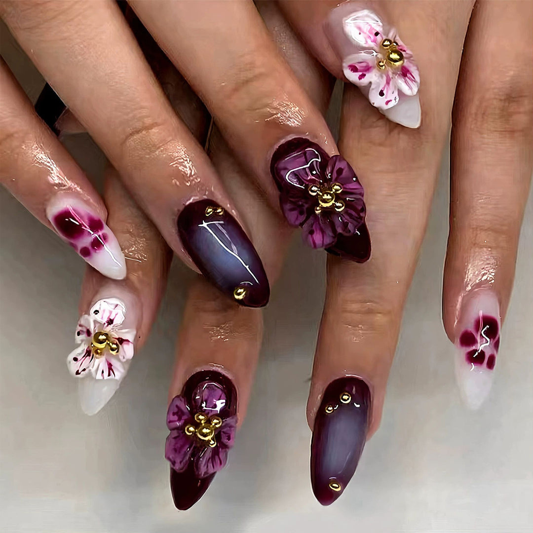 Gothic Floral Press-On Nail Art