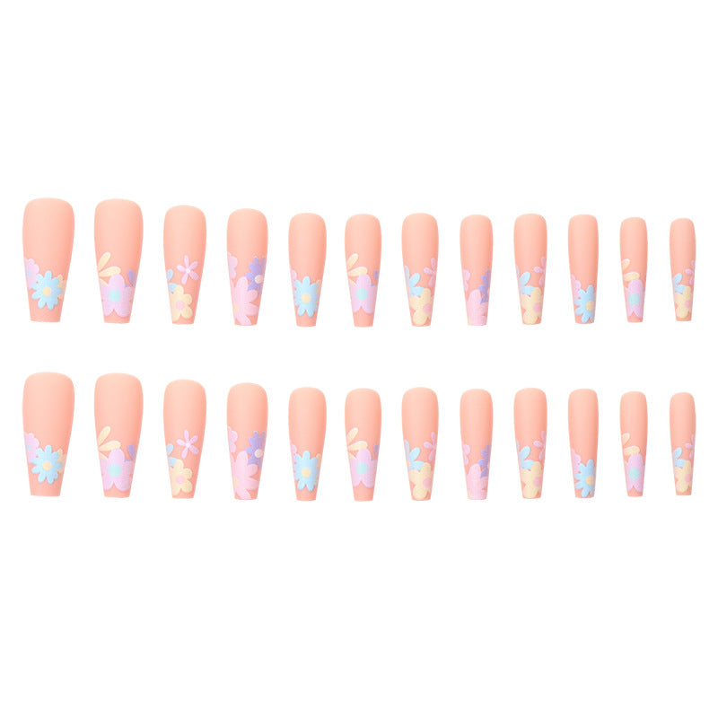 Floral Matte Long Press-On Nails Kalsten
