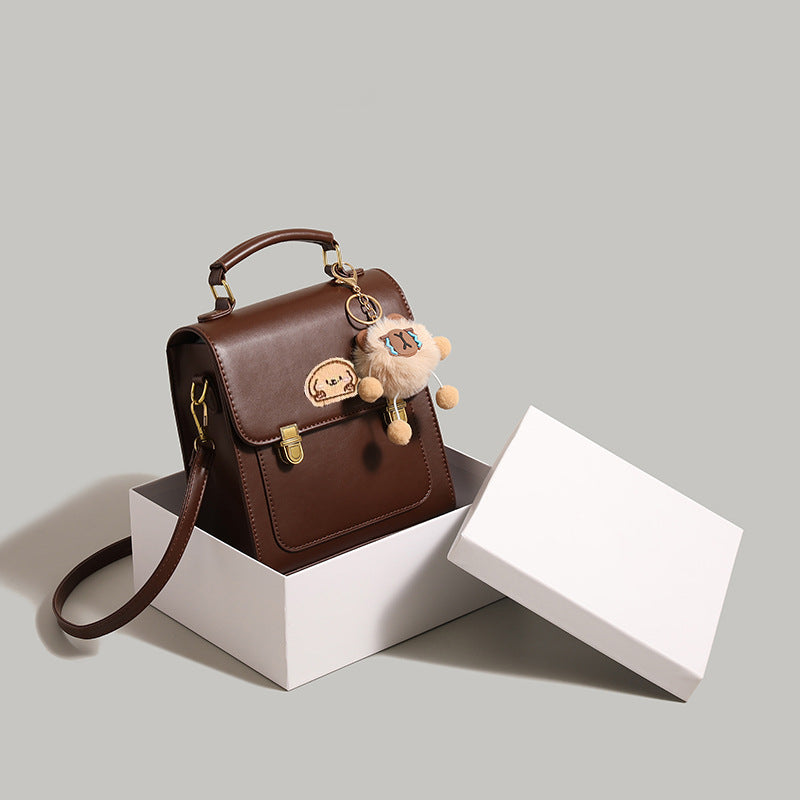 Playful Cartoon-Embroidered Satchel Bag Kalsten