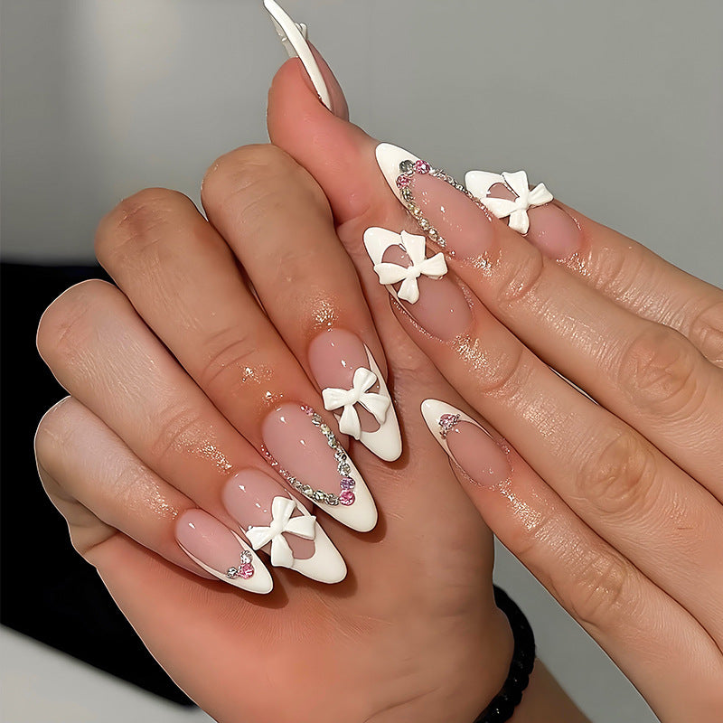 Artificial nail set with romantic bows and glamorous decorations Kalsten