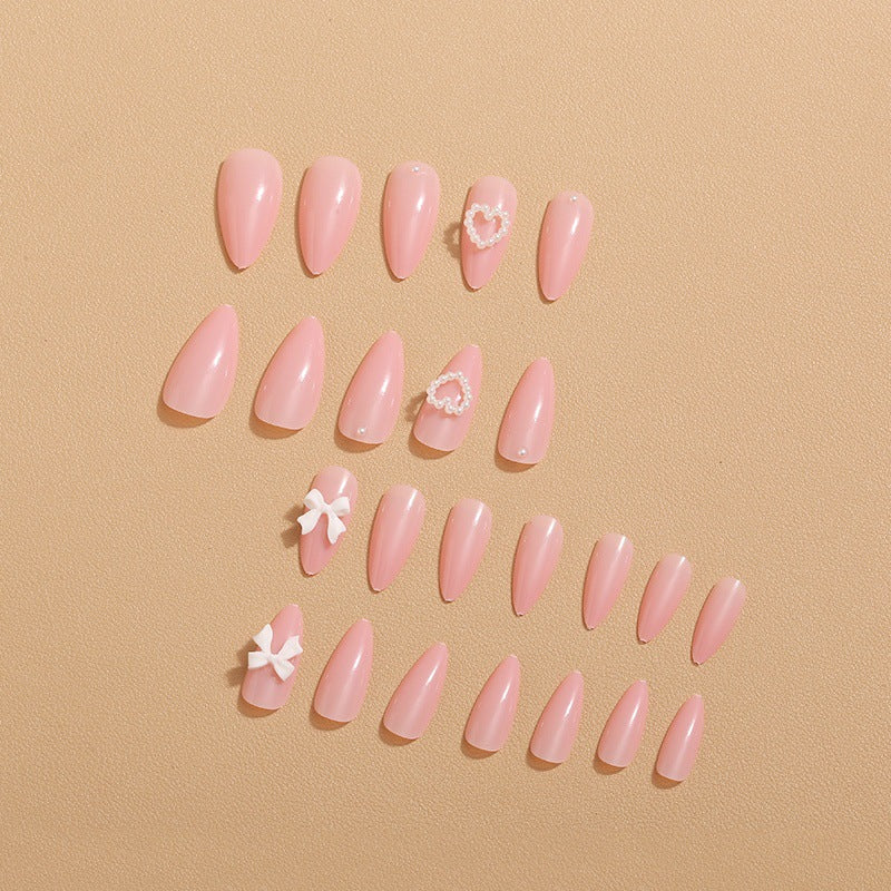Artificial nails with 3D bow and pearl design Kalsten