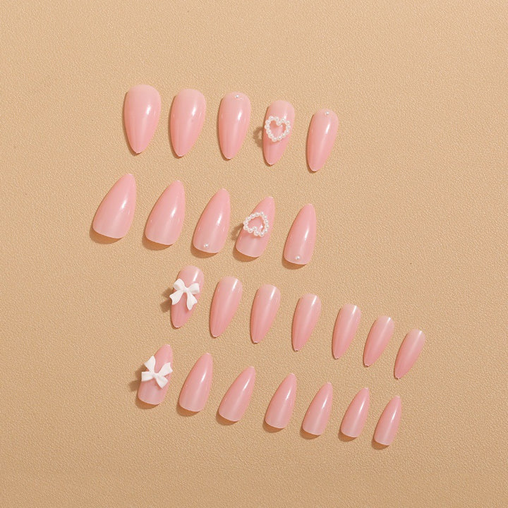 Artificial nails with 3D bow and pearl design Kalsten