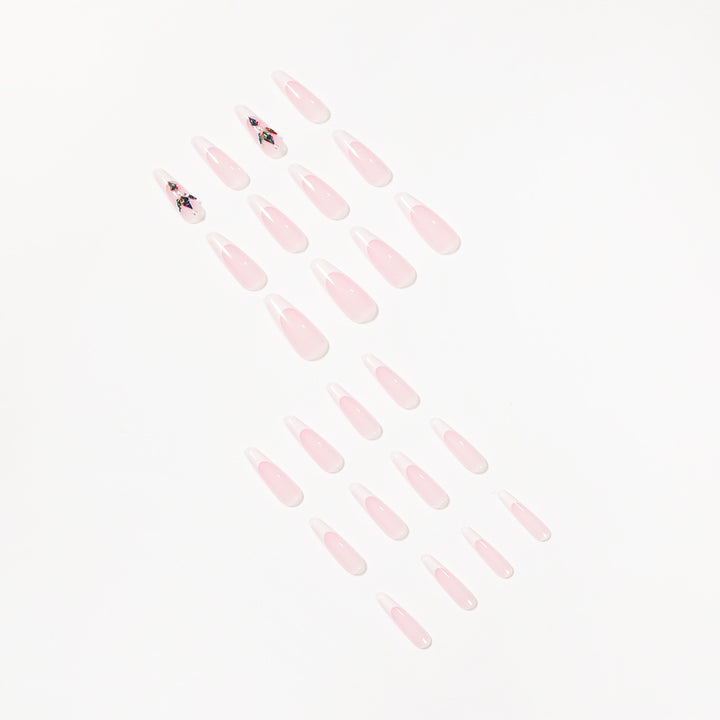 Premium Nail Extensions with Elegant Designs and Glitter Accents Kalsten