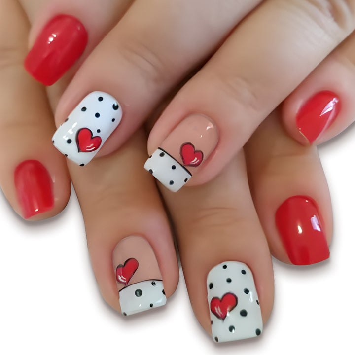 Heart-Embellished Press-On Nail Set Kalsten 1787543006