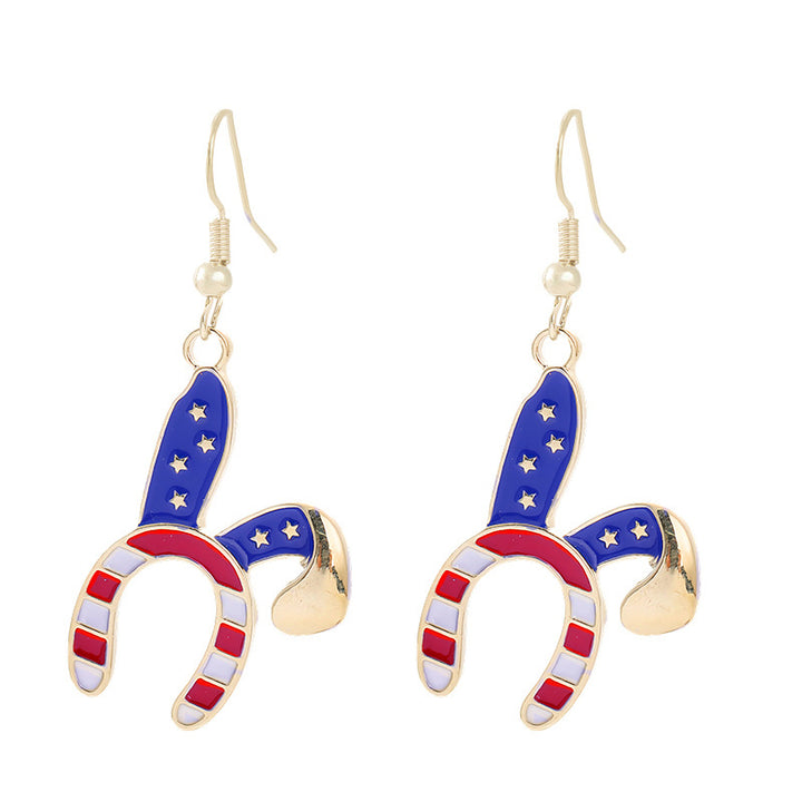 Women nan enamel horseshoe earrings with star motif and fishhook closure Kalsten