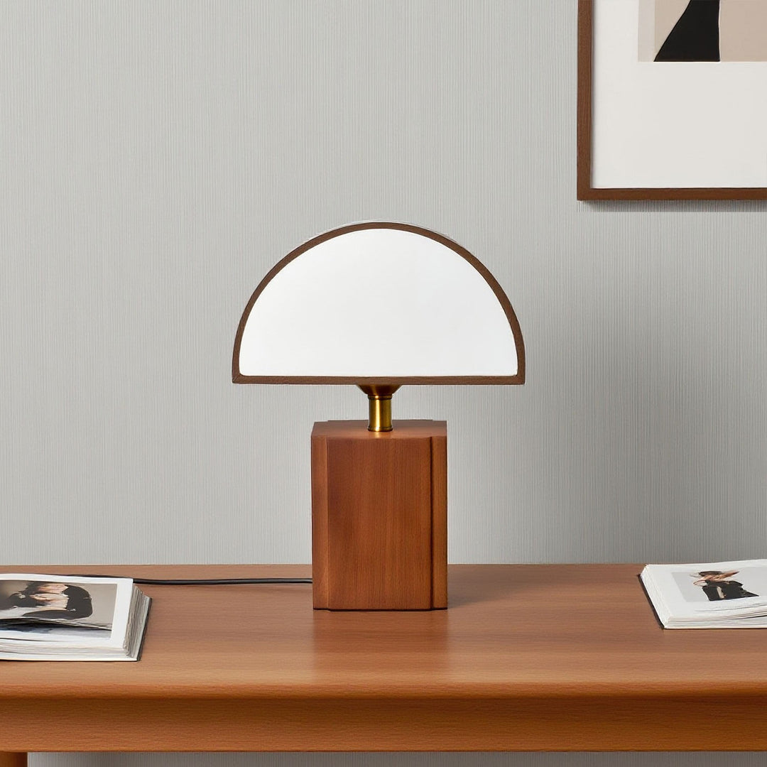 Modern Table Lamp with Wooden Base