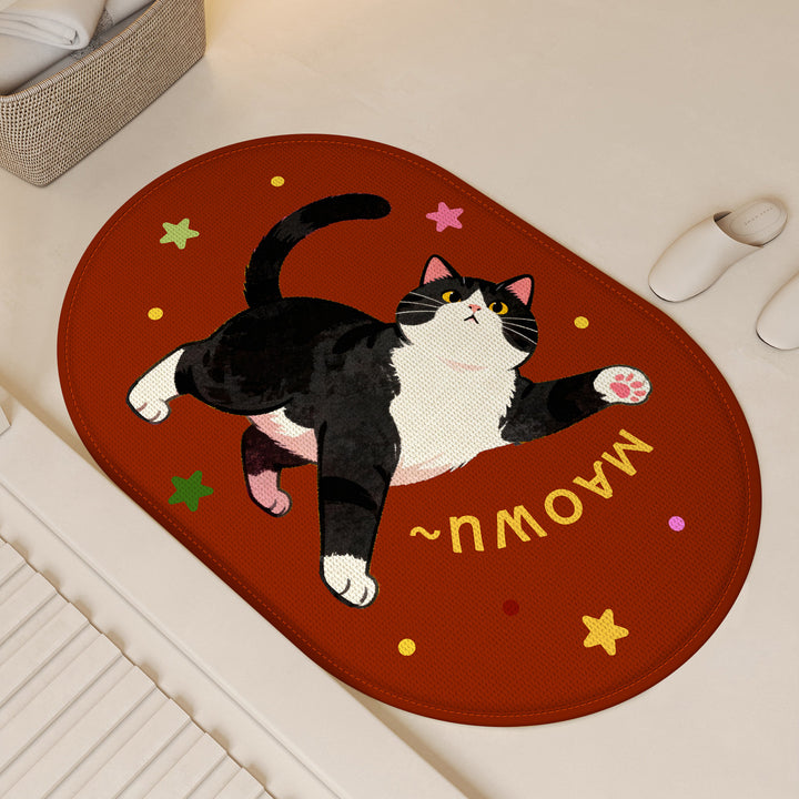 Cat-Themed Plush Bath Mat