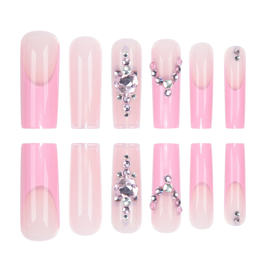 Glamorous Crystal-Embellished Long Press-On Nails Kalsten