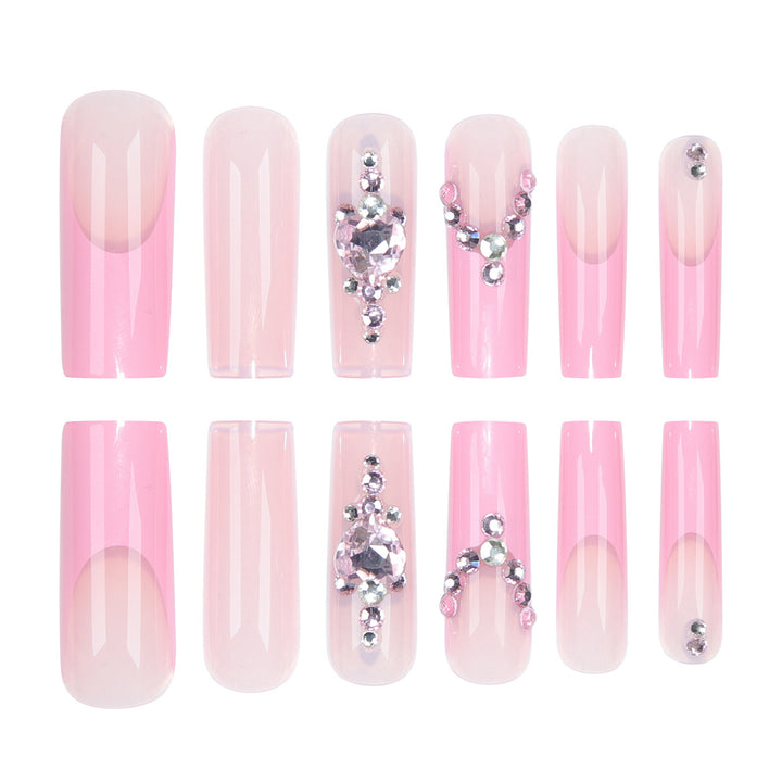 Glamorous Crystal-Embellished Long Press-On Nails Kalsten