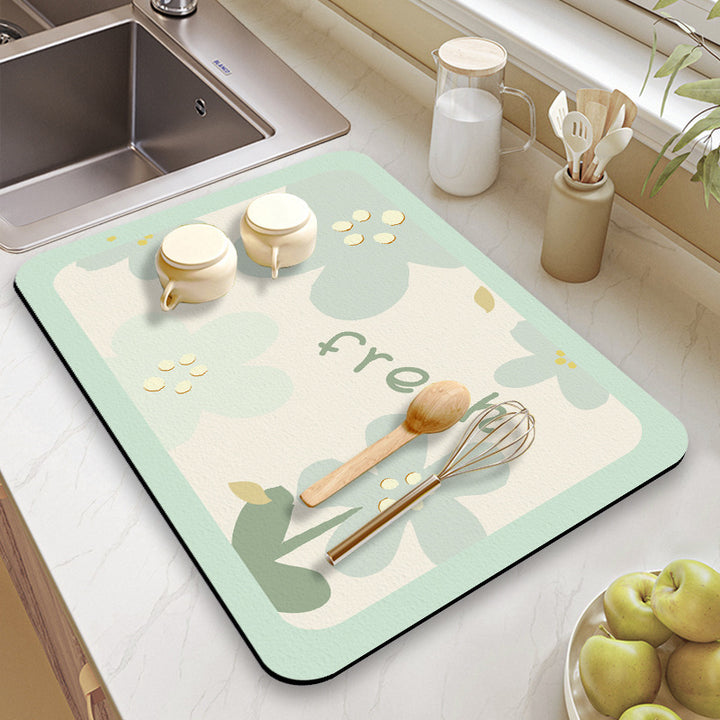 Floral-Themed Kitchen Counter Mat