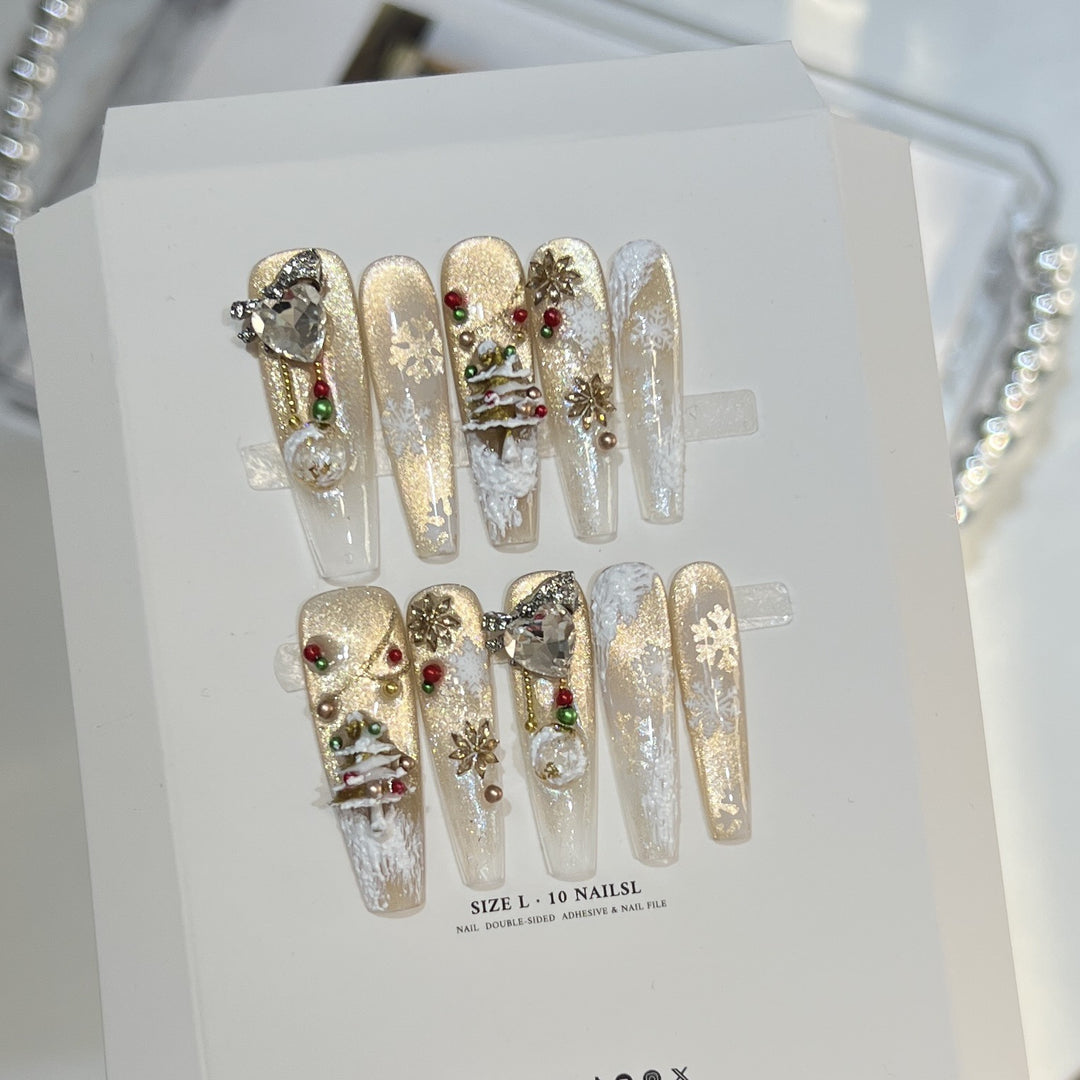 Festive Glamour Stiletto Press-On Nail Art Set Kalsten