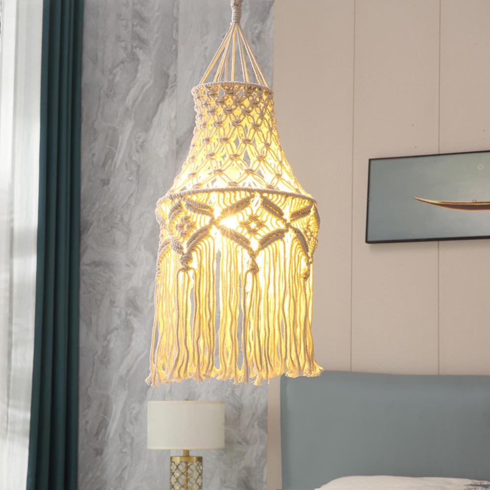 Elegant Macrame Hanging Lamp with Fringes Kalsten