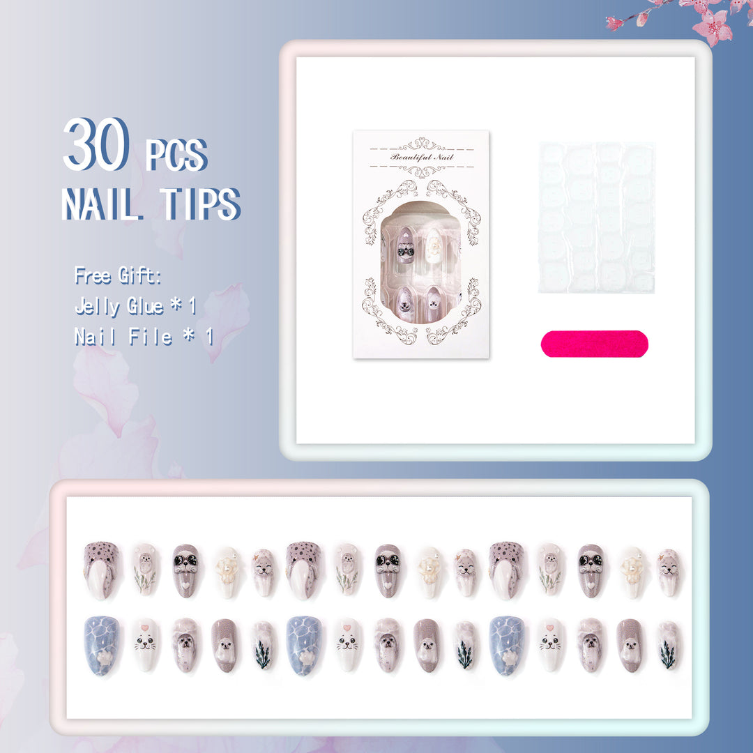 Ocean-Themed 3D Press-On Nail Art Set