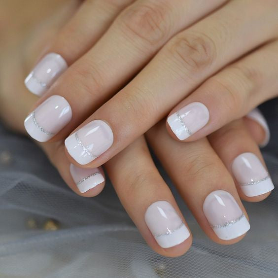 Glossy French Tip Press-On Nail Set Kalsten