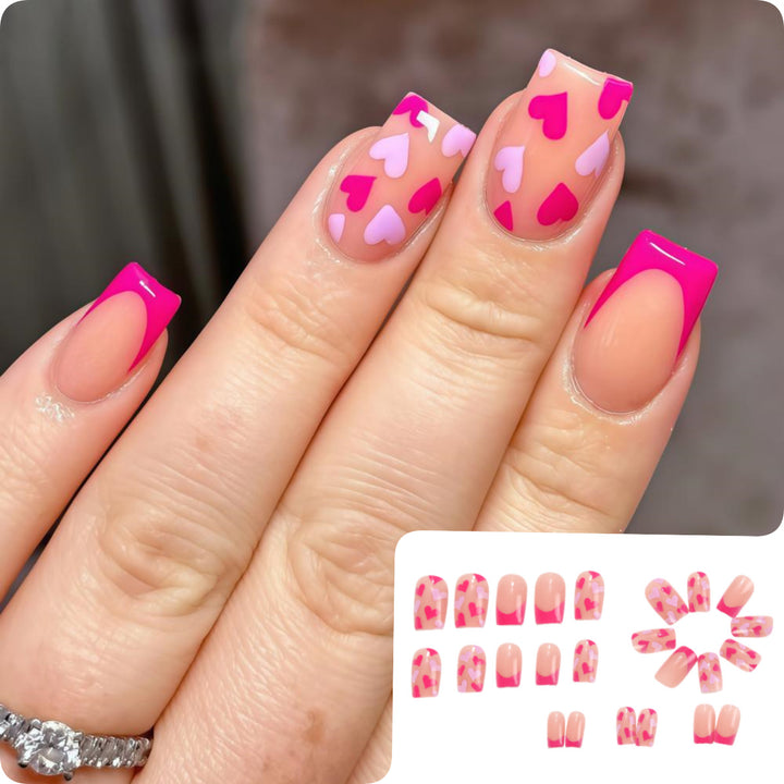 Artificial nails with romantic heart designs Kalsten