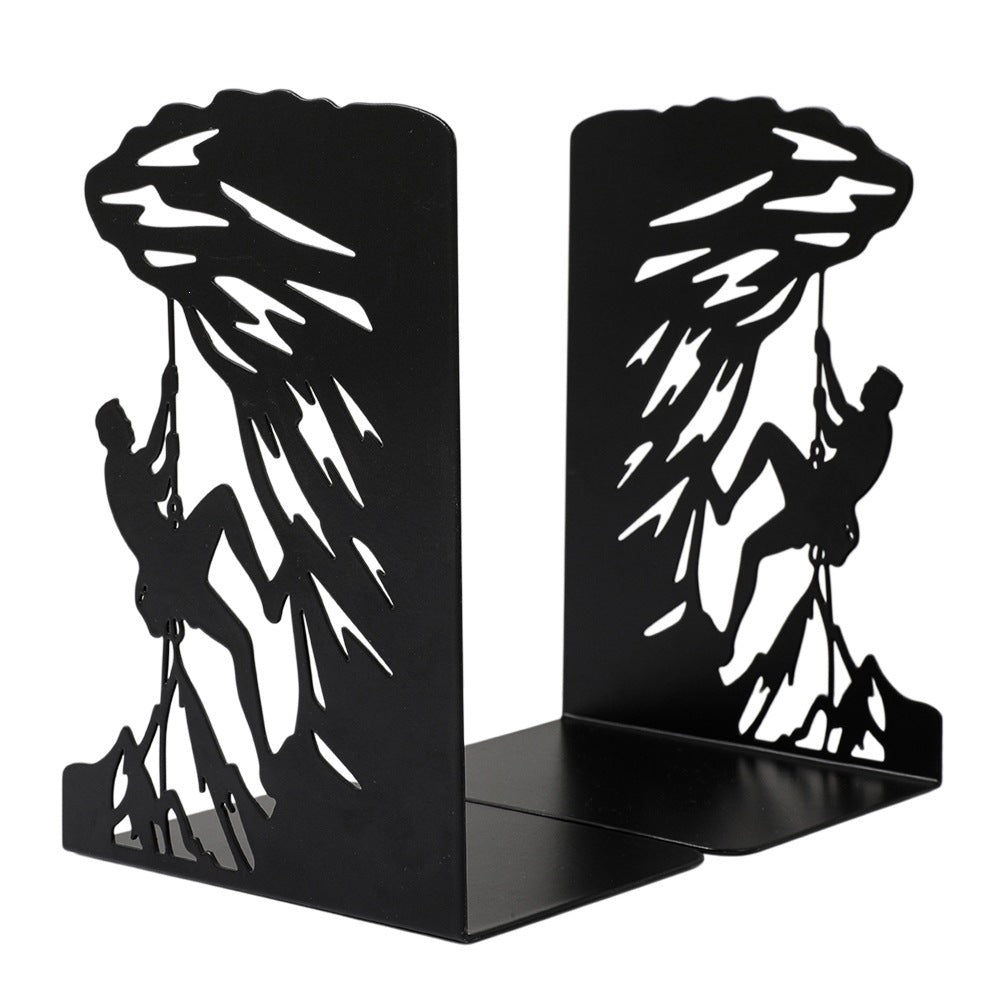 Climbing-Themed Metal Bookend Sculpture