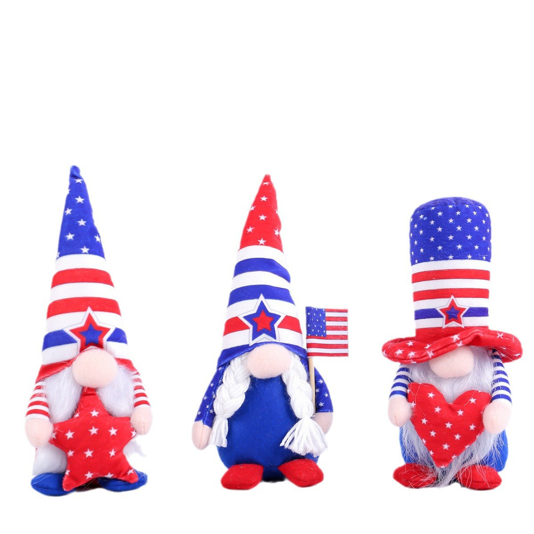 Unisex nan Patriotic Americana Decorative Gnome Plush Set with Star-Spangled Hats Kalsten