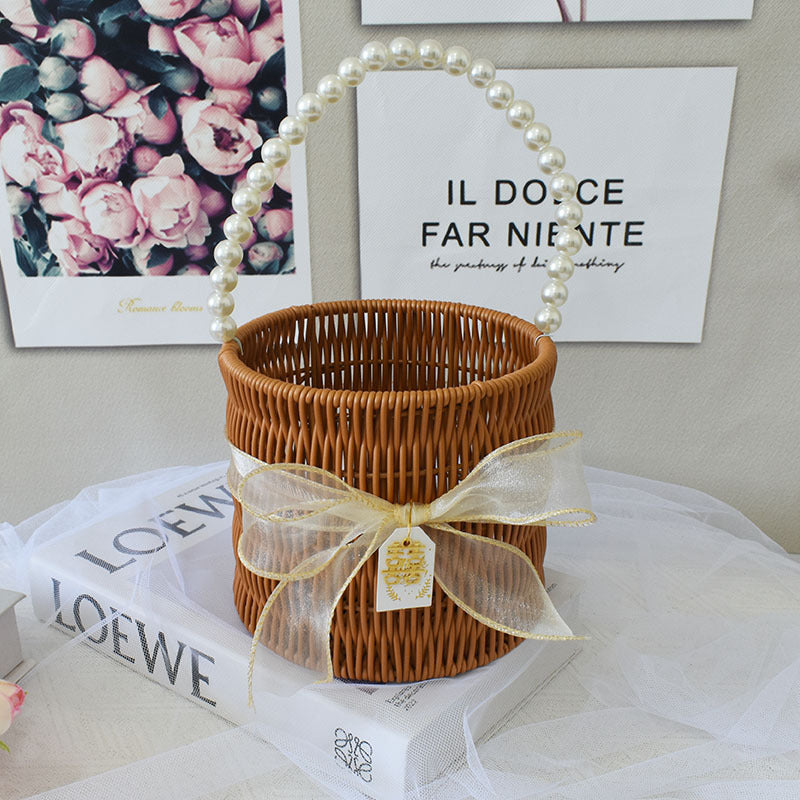 Elegant Handcrafted Rattan Tote Basket Kalsten