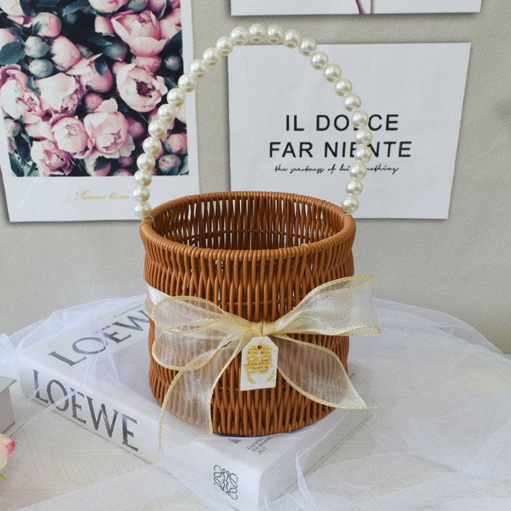 Elegant Handcrafted Rattan Tote Basket Kalsten
