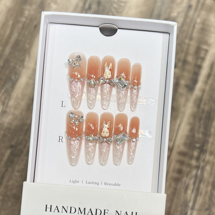 Glamorous Stiletto Press-On Nail Art Set with Elegant Decorative Elements Kalsten