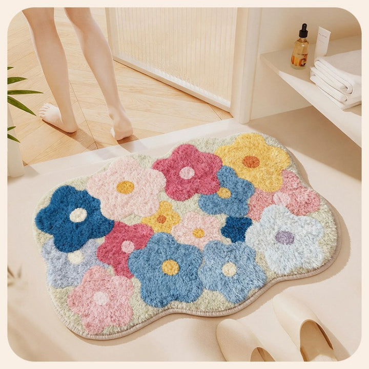 Flower design bath mat