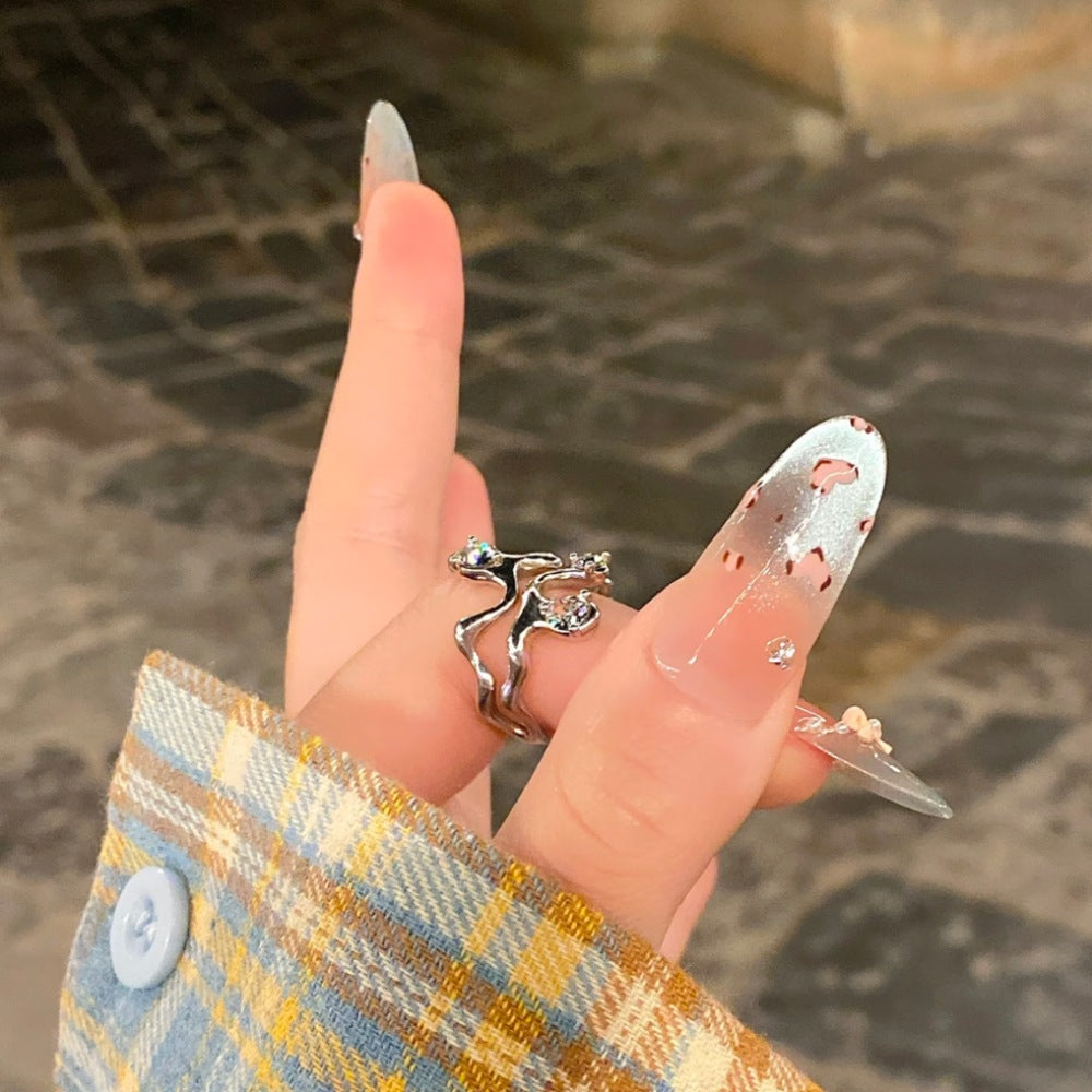 Artistic Long Stiletto Press-On Nails with Bow Design Kalsten