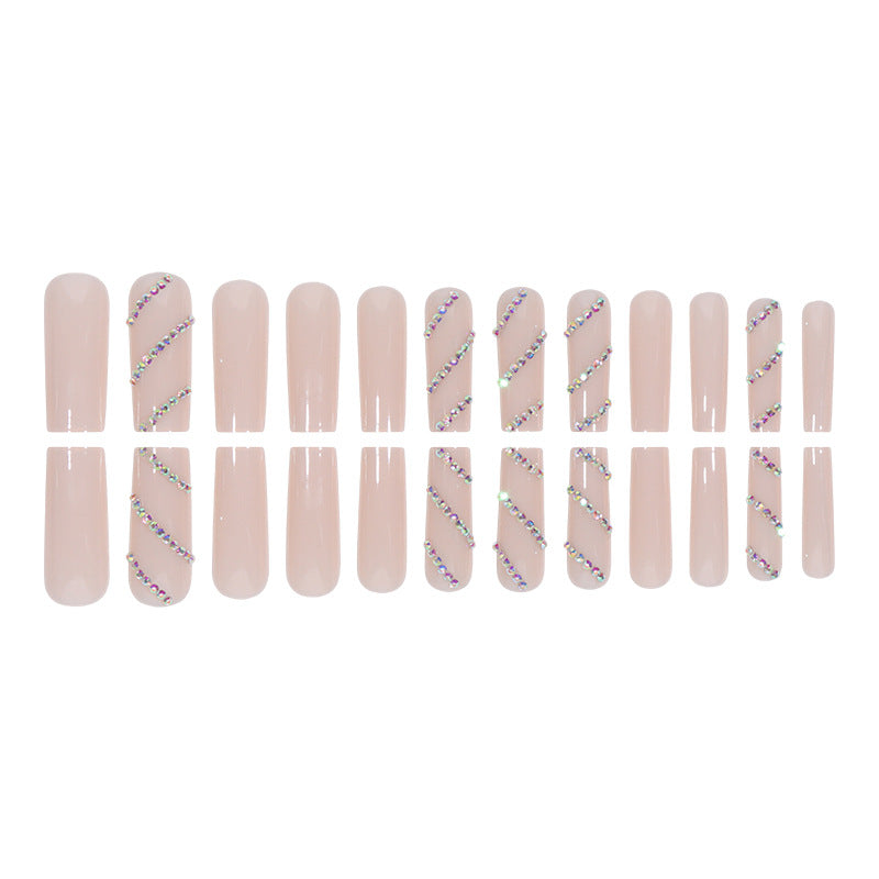 Rhinestone Embellished Long Acrylic Press-On Nails Kalsten