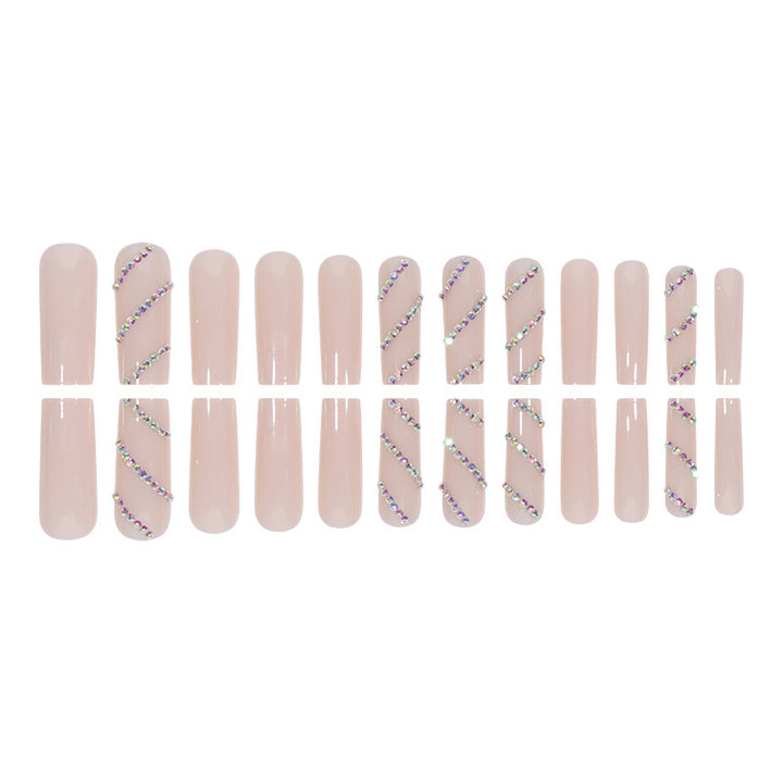 Rhinestone Embellished Long Acrylic Press-On Nails Kalsten