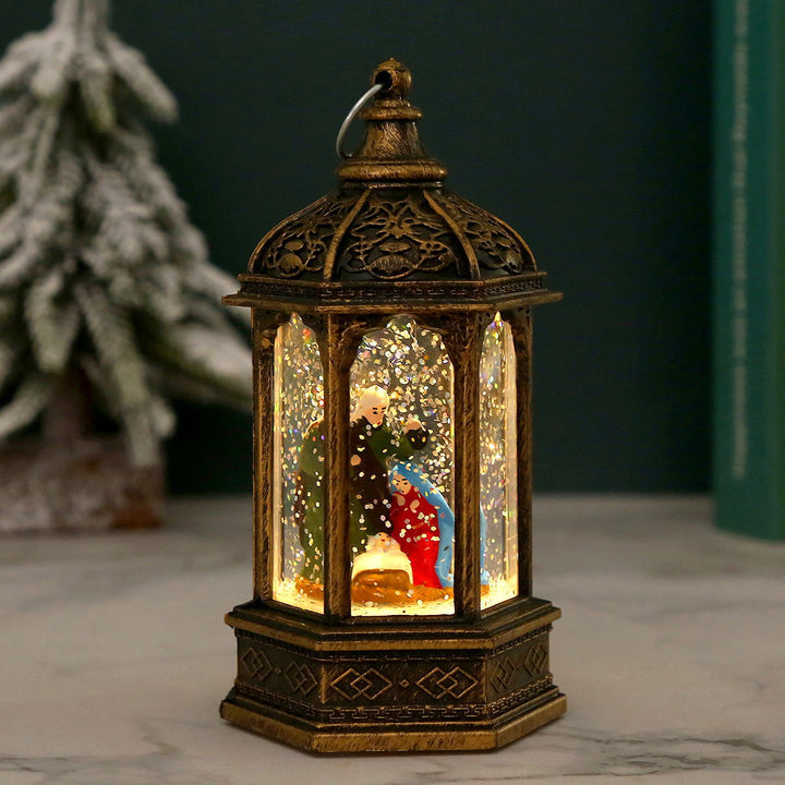 Nostalgic Christmas lantern with moving Santa Claus Kalsten