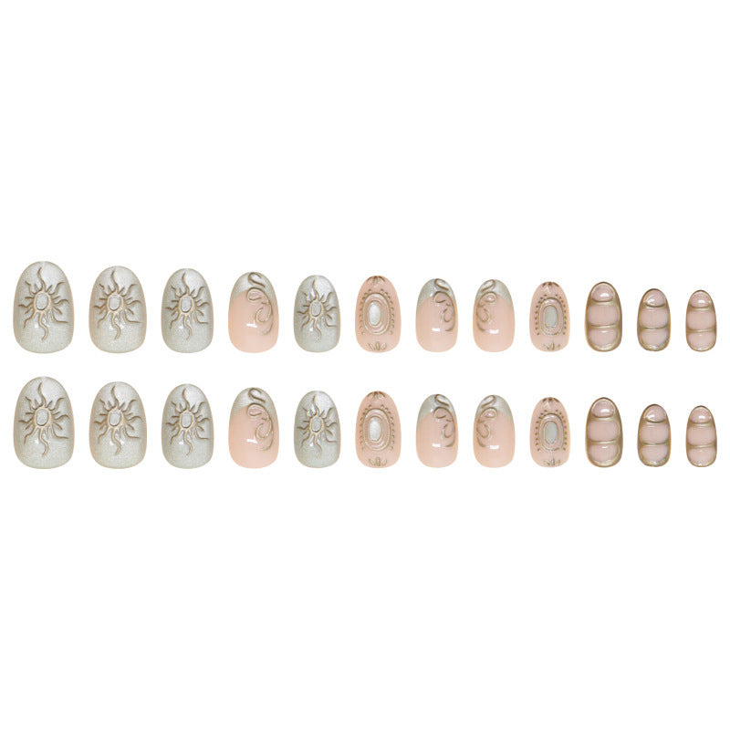 Artistic Sun-Embellished Press-On Nail Tips Kalsten