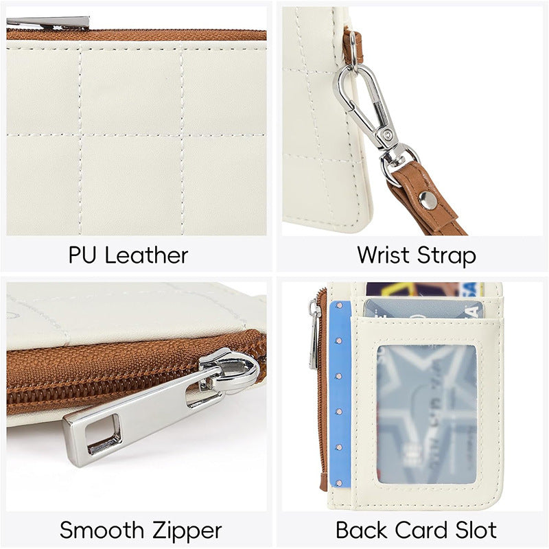 Elegant and Compact Wallet with Zipper and Wrist Strap Kalsten