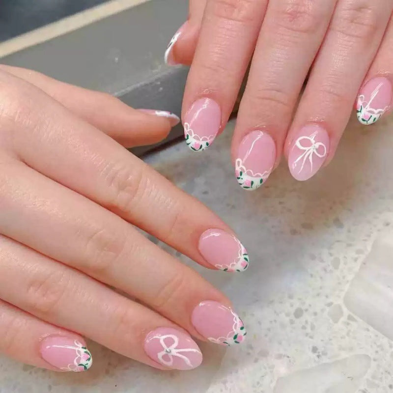 Artificial Nail Set with Elegant Bow Design Kalsten