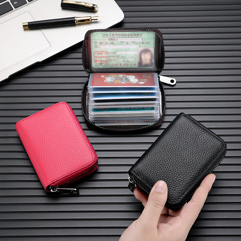 Stylish Zippered Leather Card Holder Kalsten
