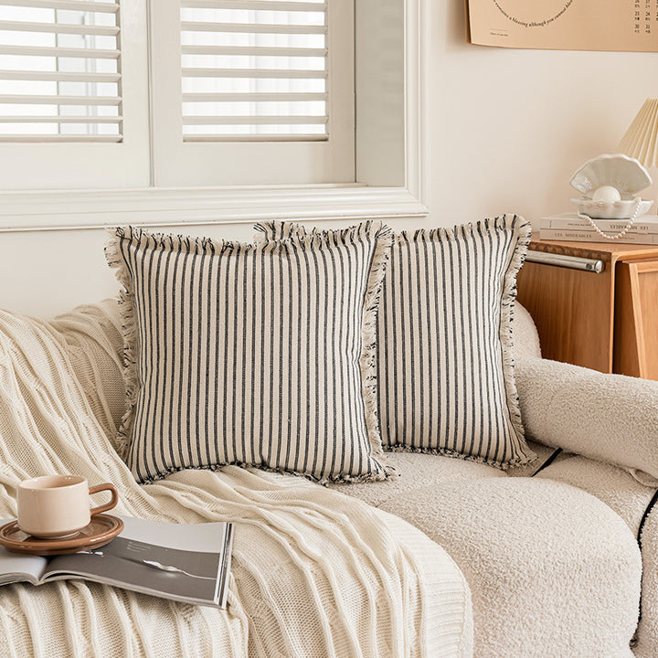 Striped Fringe Decorative Pillow