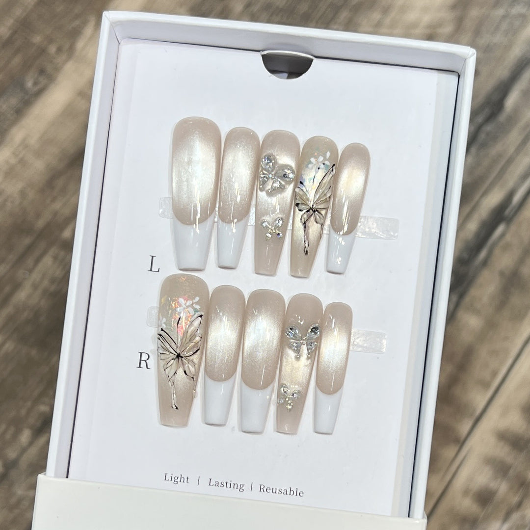 Elegant Stiletto Press-On Nail Set with Decorative Accents Kalsten