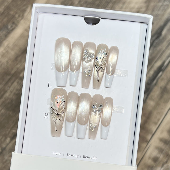 Elegant Stiletto Press-On Nail Set with Decorative Accents Kalsten