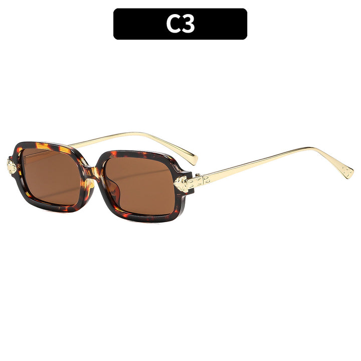 High-Style Angular Sunglasses with Gold Accents
