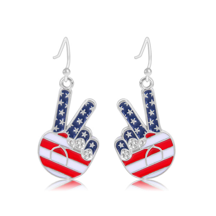 Women's star-shaped enamel earrings with USA flag motif and gold-plated fish Kalsten
