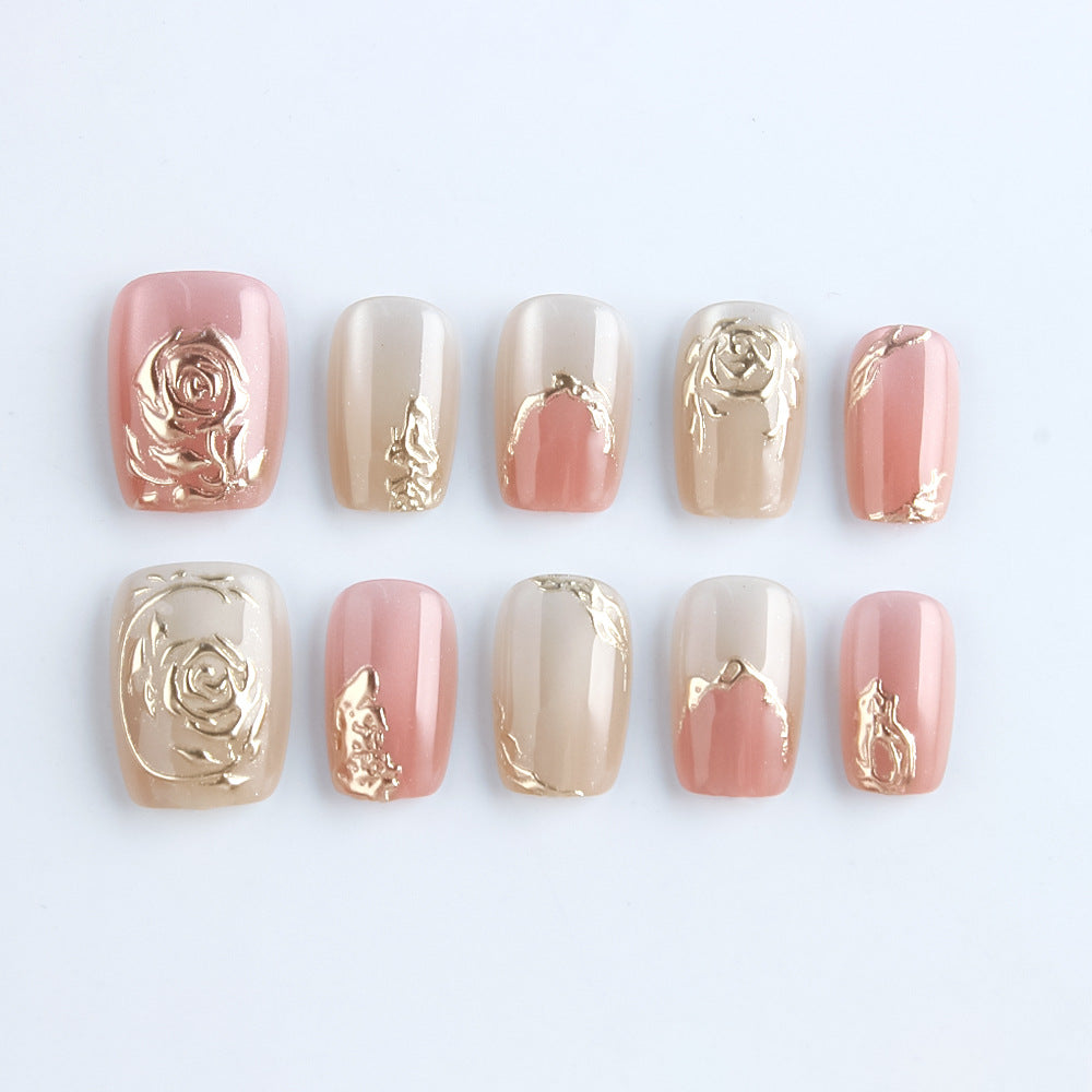 Elegant Floral Press-On Nail Art Set Kalsten