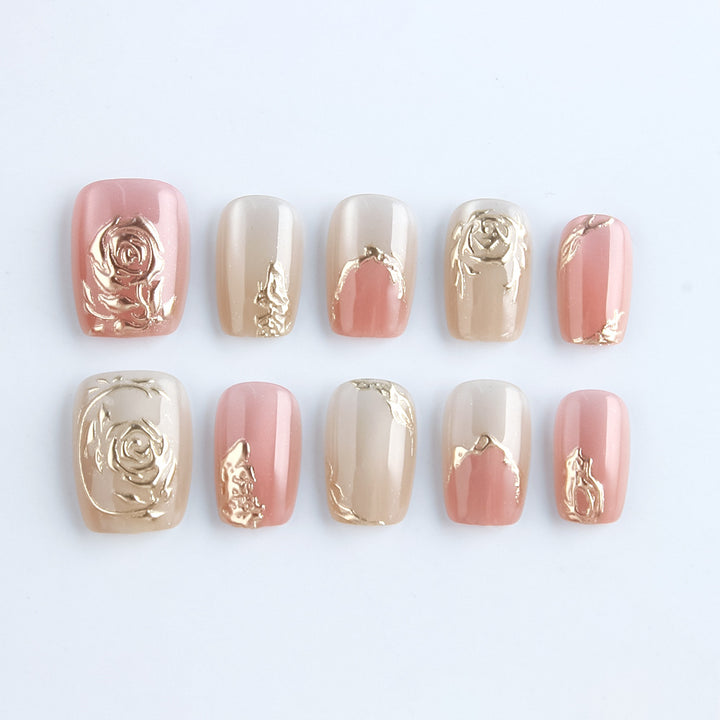 Elegant Floral Press-On Nail Art Set Kalsten