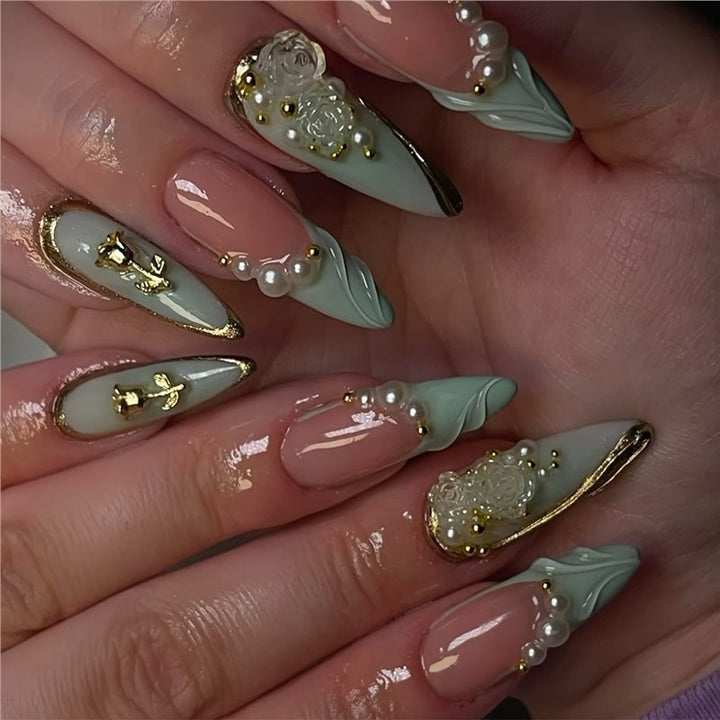Decorative Long Stiletto Press-On Nail Art Kalsten