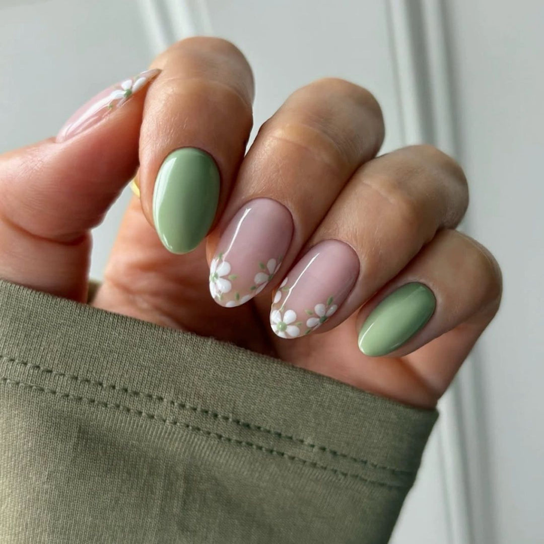 Floral Articulated Acrylic Nail Extensions Kalsten