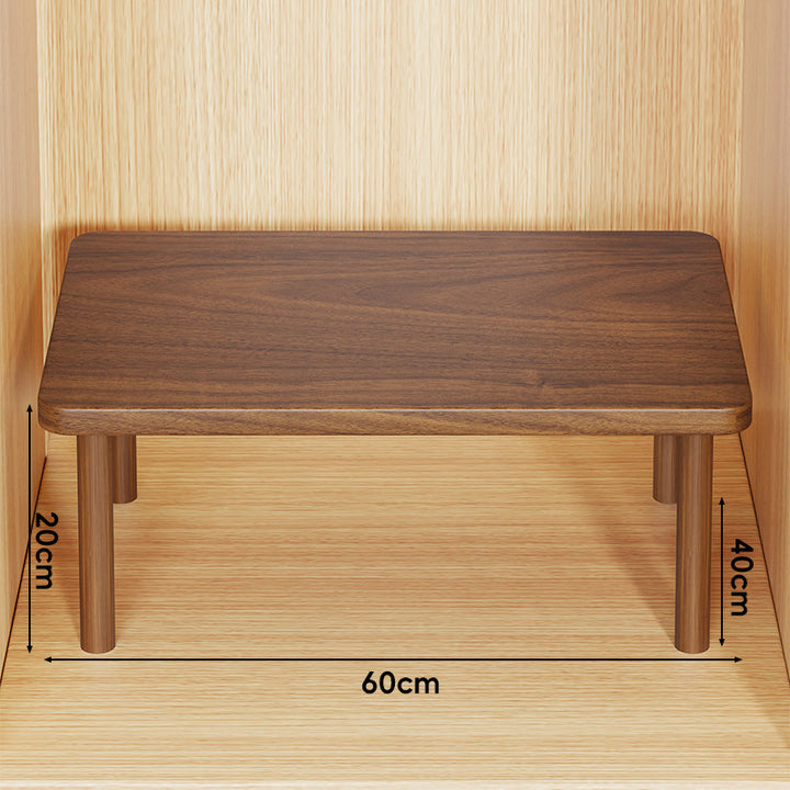 Height-Adjustable Rectangular Wooden Riser Table with Detachable Round Legs